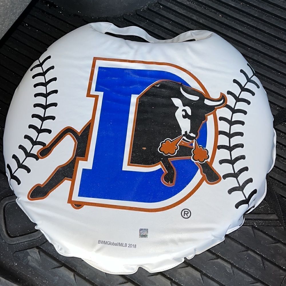 sga Bull Durham Bulls white Baseball print seat carry handles cushion - Picture 1 of 3